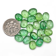 Green Kyanite Smooth Cabochon | Natural Flatback Loose Gemstones for Jewelry Making - 20 Pieces