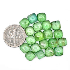 Green Kyanite Smooth Cabochon | Natural Flatback Loose Gemstones for Jewelry Making - 20 Pieces