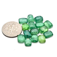 Green Kyanite Smooth Cabochon | Natural Flatback Loose Gemstones for Jewelry Making - 15 Pieces