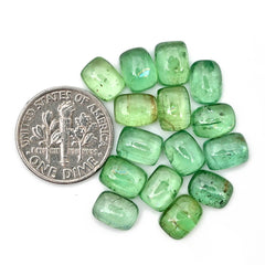 Green Kyanite Smooth Cabochon | Natural Flatback Loose Gemstones for Jewelry Making - 15 Pieces