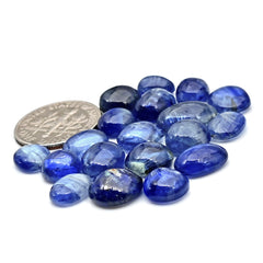 Blue Kyanite Cabochon | Natural Flatback Loose Gemstones for Jewelry Making - 19 Pieces