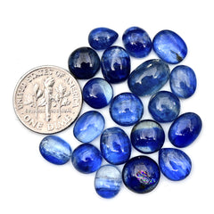 Blue Kyanite Cabochon | Natural Flatback Loose Gemstones for Jewelry Making - 19 Pieces