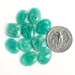 Amazonite Rose Cut Cabochons | Natural Gemstones for Jewelry Making - 10 Pieces