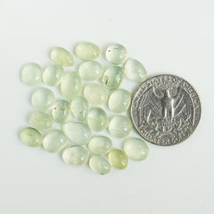 Prehnite Cabochons | Natural Flatback Loose Gemstones for Jewelry Making - 25 Pieces