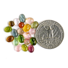 Natural Tourmaline Cabochons | Multi Freeform Loose Gemstones For Jewelry Making - 20 Pieces