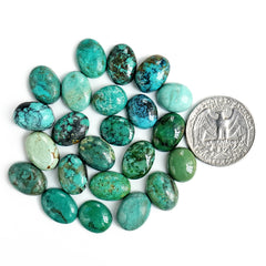 Tibetan Turquoise Cabochons | Natural Flatback Loose Gemstones For Jewelry Making - 23 Pieces