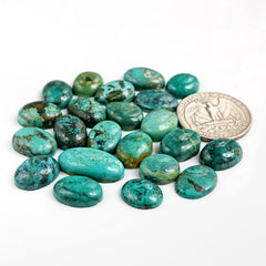 Tibetan Turquoise Cabochons | Natural Flatback Loose Gemstones For Jewelry Making - 22 Pieces