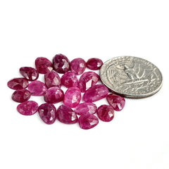 Natural Ruby Quartz Rose Cut Cabochon | Freeform Flatback Loose Gemstones for Jewelry Making - 21 Pices