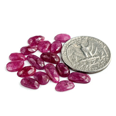 Natural Ruby Rose Cut Cabochon | Freeform Flatback Loose Gemstones for Jewelry Making - 16 Pieces