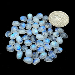 Rainbow Moonstone Rose Cut Cabochon: Natural Flatback Loose Gemstone For Jewelry Making - 50 Pieces