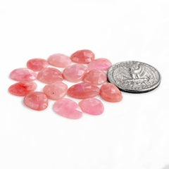 Pink Opal Rose Cut Cabochon | Peruvian Natural Flatback Loose Gemstones for Jewelry Making - 15 pieces