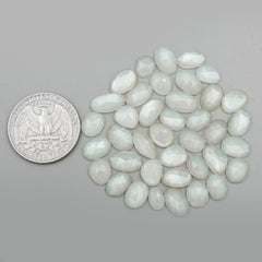 White Moonstone Rose Cut Cabochon: Natural Flatback Loose Gemstones For Jewelry - 39 Pieces