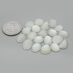 White Moonstone Rose Cut Cabochon: Natural Flatback Loose Gemstones For Jewelry - 20 Pieces