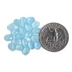 Natural Aquamarine Rose Cut Cabochon | Natural Flatback Loose Gemstones for Jewelry Making - 20 Pieces