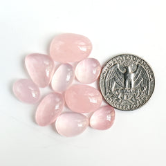 Morganite Smooth Cabochon: Natural Flatback loose Gemstones for Jewelry - 20 Pieces