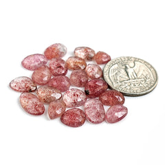 Strawberry Quartz Rosecut Freeform | Natural Faceted Cabochons for Jewelry - 20 pieces