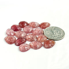 Strawberry Quartz Rosecut Freeform | Natural Faceted Cabochons for Jewelry - 15 pieces