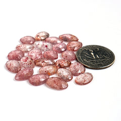 Strawberry Quartz Rosecut Freeform | Natural Faceted Cabochons for Jewelry - 23 pieces