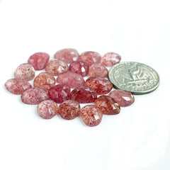 Strawberry Quartz Rosecut Freeform | Natural Faceted Cabochons for Jewelry - 20 pieces