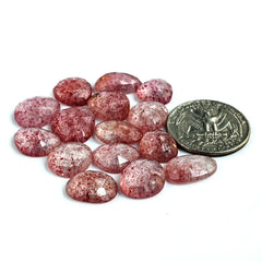 Strawberry Quartz Rosecut Freeform | Natural Faceted Cabochons for Jewelry - 15 pieces