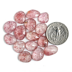 Strawberry Quartz Rosecut Freeform | Natural Faceted Cabochons for Jewelry - 15 pieces