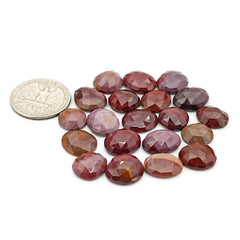 Mookaite Rose Cut Cabochon | Natural Jasper Flatback Loose Gemstones for Jewelry Making - 20 Pieces