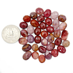 Mookaite Rose Cut Cabochon | Natural Jasper Flatback Loose Gemstones for Jewelry Making - 37 Pieces