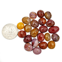 Mookaite Rose Cut Cabochon | Natural Jasper Flatback Loose Gemstones for Jewelry Making - 22 Pieces