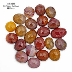 Mookaite Rose Cut Cabochon | Natural Jasper Flatback Loose Gemstones for Jewelry Making - 22 Pieces
