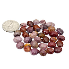 Mookaite Rose Cut Cabochon | Natural Jasper Flatback Loose Gemstones for Jewelry Making - 33 Pieces