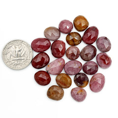 Mookaite Rose Cut Cabochon | Natural Jasper Flatback Loose Gemstones for Jewelry Making - 21 Pieces