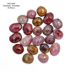 Mookaite Rose Cut Cabochon | Natural Jasper Flatback Loose Gemstones for Jewelry Making - 21 Pieces