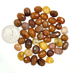Mookaite Rose Cut Cabochon | Natural Jasper Flatback Loose Gemstones for Jewelry Making - 43 Pieces