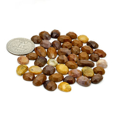 Mookaite Rose Cut Cabochon | Natural Jasper Flatback Loose Gemstones for Jewelry Making - 43 Pieces