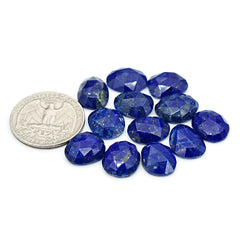 Lapis Lazuli Rose Cut Cabochon | Natural Flat Back Loose Gemtones For Jewelry Making - 12 Pieces
