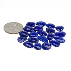 Lapis Lazuli Rose Cut Cabochon | Natural Flat Back Loose Gemtones For Jewelry Making - 20 Pieces