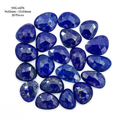 Lapis Lazuli Rose Cut Cabochon | Natural Flat Back Loose Gemtones For Jewelry Making - 20 Pieces