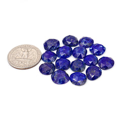 Lapis Lazuli Rose Cut Cabochon | Natural Flat Back Loose Gemtones For Jewelry Making - 15 Pieces
