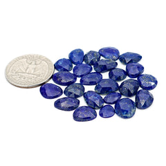 Lapis Lazuli Rose Cut Cabochon | Natural Flat Back Loose Gemtones For Jewelry Making - 23 Pieces