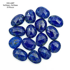 Lapis Lazuli Rose Cut Cabochon | Natural Flat Back Loose Gemtones For Jewelry Making - 15 Pieces