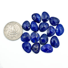 Lapis Lazuli Rose Cut Cabochon | Natural Flat Back Loose Gemtones For Jewelry Making - 15 Pieces