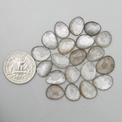 Grey Moonstone Rose Cut Cabochons |Natural Flatback Loose Gemstones for Jewelry Making - 20 pieces