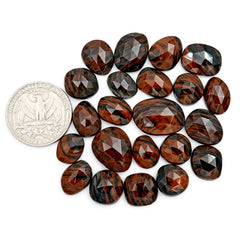 Mahogany Obsidian Rosecut Cabochon | Natural Flatback Loose Gemstones for Jewelry Making - 22 Pieces
