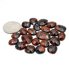 Mahogany Obsidian Rosecut Cabochon | Natural Flatback Loose Gemstones for Jewelry Making - 22 Pieces