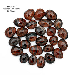 Mahogany Obsidian Rosecut Cabochon | Natural Flatback Loose Gemstones for Jewelry Making - 26 Pieces