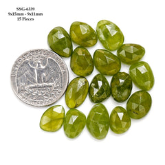 Natural Vesuvianite Rose Cut Cabochon | Natural Flatback Loose Gemstones for Jewelry Making - 15 Pieces