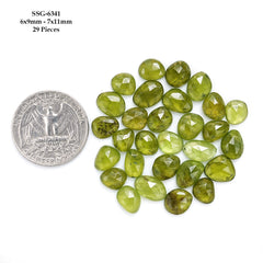 Natural Vesuvianite Rose Cut Cabochon | Natural Flatback Loose Gemstones for Jewelry Making - 29 Pieces