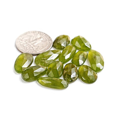 Natural Vesuvianite Rose Cut Cabochon | Natural Flatback Loose Gemstones for Jewelry Making - 12 Pieces