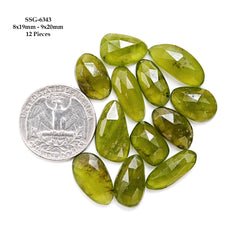 Natural Vesuvianite Rose Cut Cabochon | Natural Flatback Loose Gemstones for Jewelry Making - 12 Pieces