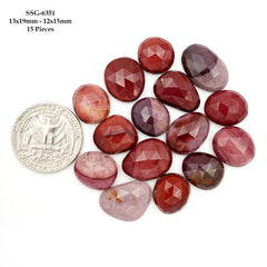 Mookaite Rose Cut Cabochon | Natural Jasper Flatback Loose Gemstones for Jewelry Making - 15 Pieces